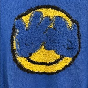 Cider Blue Smile "Don't Look at Me" oversized graphic vest, Large